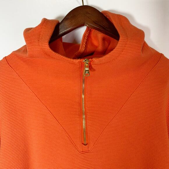 Fabletics Lizzie Half Zip Hoodie Women’s M Orange Waffle Knit Pullover - Picture 4 of 16